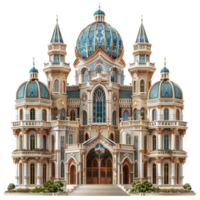 An ornate building with blue domes transparent background. png