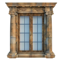 un antiguo ventana con columnas y un puerta transparente antecedentes. png