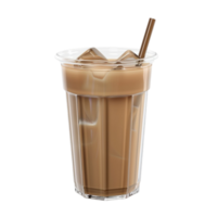 Iced coffee in a glass with a straw on a transparent background png