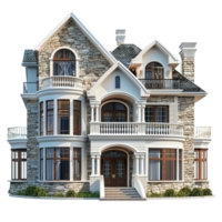 A large house with a stone and a balcony transparent background. png