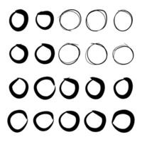 Super set of circles lines sketch hand drawn. Doodle circles for design elements vector
