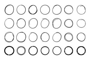 Super set of circles lines sketch hand drawn. Doodle circles for design elements vector