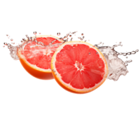 AI-Generated grapefruit with water splash on transparent background png