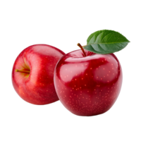 two red apples with green leaves png