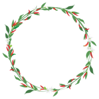element of chili and foliage on circle frame on background png