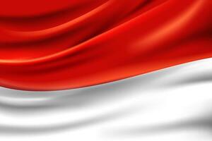 Indonesia flag red, white realistic silk vector