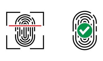 Fingerprint scanning and verification icon vector