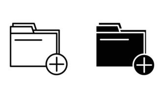 File folder with plus sign, digital data storage icon vector