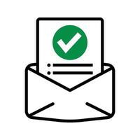 Envelope with document checkmark icon vector
