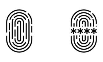 Set of fingerprints and password, identification and privacy protection icon vector