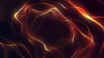Gently flowing and rippling golden glowing digital fractal light wave background animation. This modern abstract motion background is full HD and a seamless loop. video