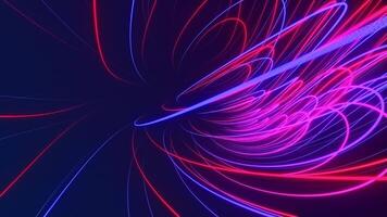 Abstract swirling glowing red and blue neon digital light beams background. This dynamic colorful motion background animation is full HD and a seamless loop. video