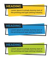 Geometric shape Heading Text box banner template set vector