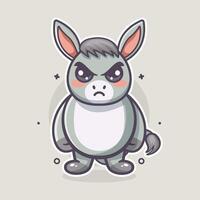 serious donkey animal character mascot with angry expression isolated cartoon vector