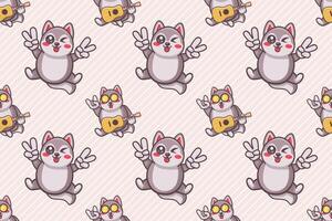 happy husky dog animal character seamless pattern illustration vector