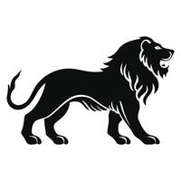 un línea Arte representando un negro león tatuaje, simbolizando fortaleza, coraje, y realeza. vector