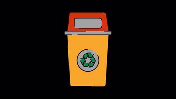 Rubbish Bin animated motion graphic with alpha channel. Rubbish Bin 4k animation for web, mobile, and user interface design video