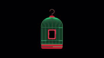 Bird Cage animated motion graphic with alpha channel. video