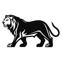 un línea Arte representando un negro león tatuaje, simbolizando fortaleza, coraje, y realeza. vector
