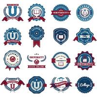 universidad, academia y Universidad emblemas o logos conjunto para educación industria diseño. aislado en blanco antecedentes vector