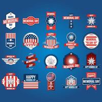 Happy Memorial Day greeting card, badge, and labels. 4th July United States Independence Day vector