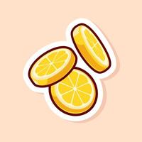 linda dibujos animados de amarillo rebanada limones que cae aislado vector