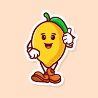 cute cartoon character of yellow lemon thumbs up isolated vector