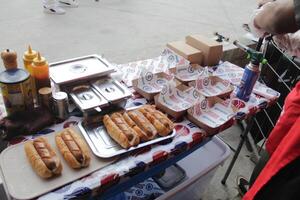 Indonesia - Medan, 17 August 2023 table with hot dogs photo