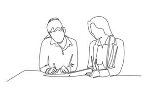 Client and customer concept. Single line draw design. Full length animation illustration. High quality 4k footage. vector