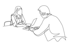 Client and customer concept. Single line draw design. Full length animation illustration. High quality 4k footage. vector