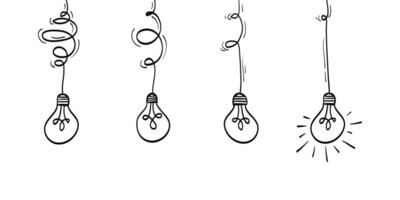 Doodle lightbulbs idea icon. simplifying the complex, confusion clarity or path idea concept with lightbulbs vector