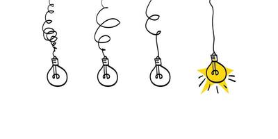 Doodle lightbulbs idea icon. simplifying the complex, confusion clarity or path idea concept with lightbulbs vector