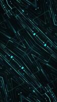 Vertical - digital circuit board styled background with fast moving glowing digital data nodes streaming past the camera. This modern technology motion background is full HD and a seamless loop. video