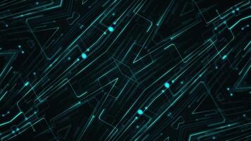 Digital circuit board styled background with fast moving glowing digital data nodes streaming past the camera. This modern technology motion background is full HD and a seamless loop. video