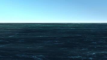 Deep blue ocean motion background animation with calm waves and view of the horizon and a blue cloudless sky on a sunny day. video