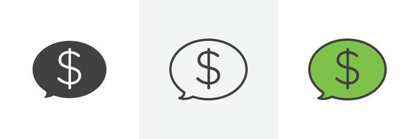 comentario dólar icono vector