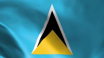 St. Lucia flag in the wind. Detailed fabric texture. video