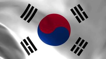 The flag of the Republic of Korea fluttering in the wind. Detailed fabric texture. video