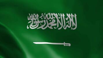 Saudi Arabia flag in the wind. Detailed fabric texture. video