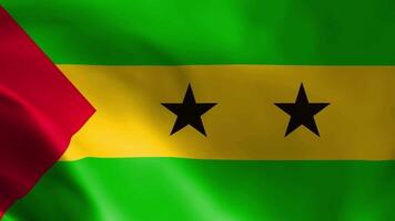 The flag of Sao Tome and Principe in the wind. Detailed texture of the fabric. video