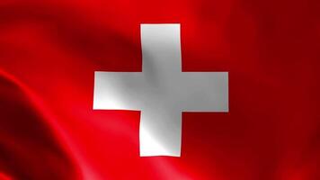 swiss flagga i de vind. detaljerad tyg textur. video