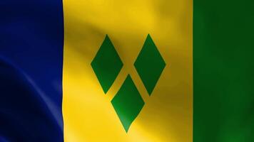 St. Vincent and the Grenadines flag in the wind. Detailed fabric texture. video