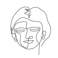 Continuous line art of a happy person. vector