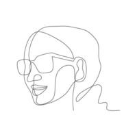 Continuous line art of a happy person, mental health concept. vector