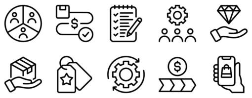 Business Model Canvas Icon Set Professional Line Style Collection vector