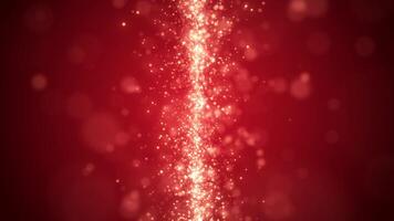 Animation of luxury abstract glowing glitter particles. Flying bright dots and particles on a red background. seamless loop video