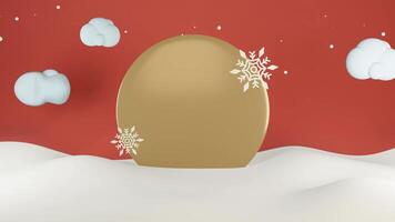 3D red background christmas or natal with minimalist podium, suitable for product promotion video