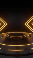 Black neon luxury podium pedestal product display and black box portrait background 3d rendering video