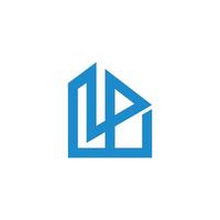 letter lp triangles simple construction line logo vector