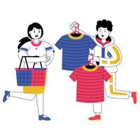 compras personas con plano ilustración vector